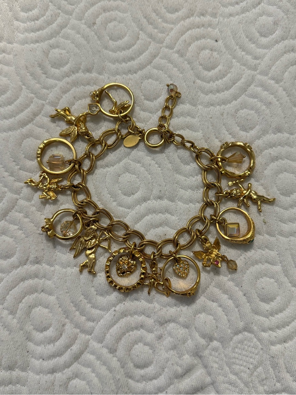 Kirks Folly Vintage Secret Of The Seven Angels Golden Rings Charm Bracelet - Picture 3 of 7